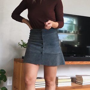 Vintage Blue Suede Mini Skirt, fits like 2